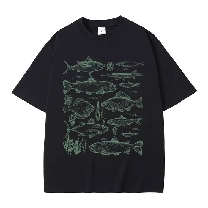 Poisson tatouage Style T-shirt pêche drôle Meme graphique T-shirts hommes décontracté coton Vintage 