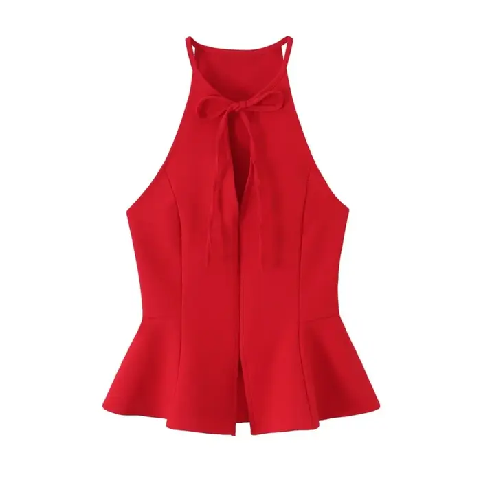 Haut Peplum Femme HipSeam avec Nœud – Nouvelle Collection Été 2026 – Camisole Halter Chic