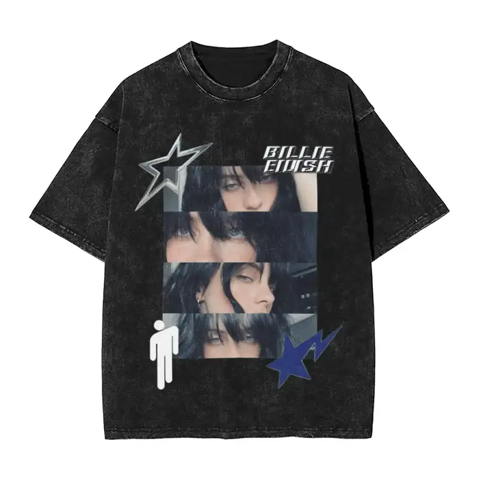 T-shirt unisexe Billie Eilish avec impression graphique amusante, style vintage, en coton délavé, co