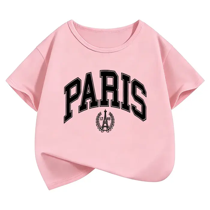 T-shirts amusants au design parisien pour enfants, garçons et filles, style gothique, décontractés, 