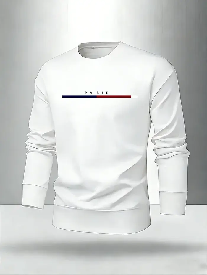 Nouvelle tenue décontractée pour homme 2026 : T-shirt à manches longues et pantalon de survêtement imprimé Paris – Collection Printemps-Automne