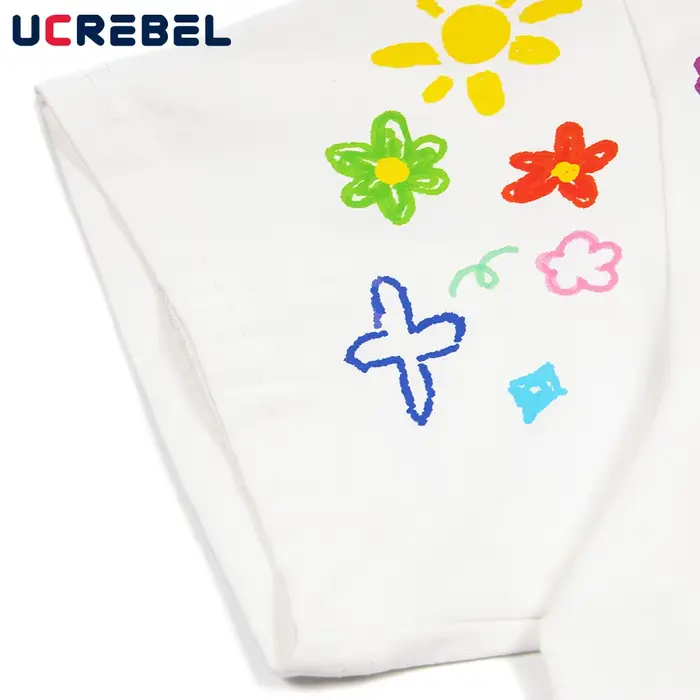 Graffiti imprimé T-shirt à manches courtes hommes dessin animé créatif été haute rue demi-manches col rond coton