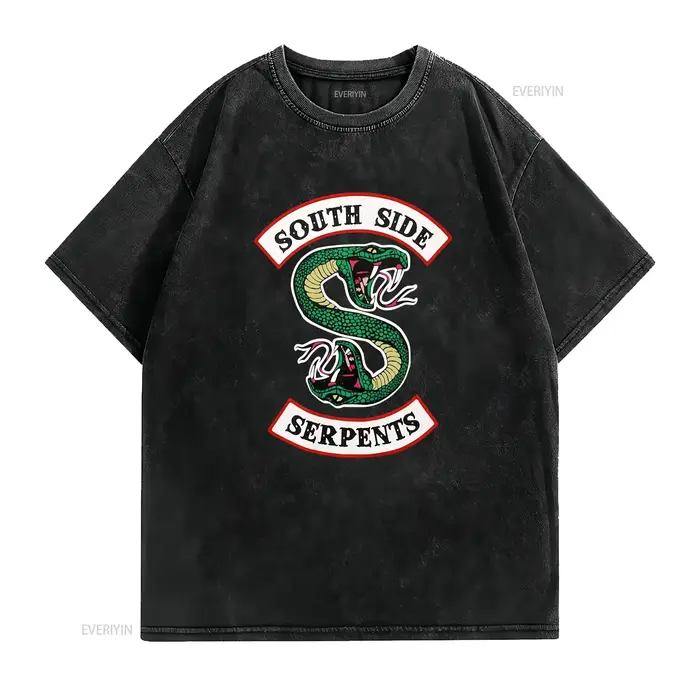 T-shirt femme RIVERDALE SOUTH SIDE SERPENTS Taille S petit Serpent double face vintage Lavé Légèrement graphique Polyvalent