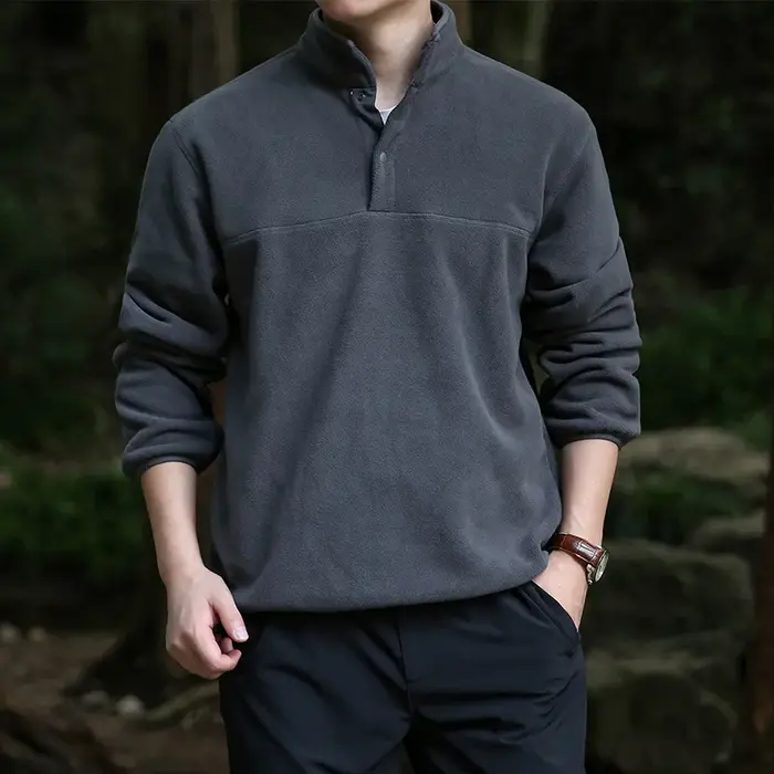 2025 hommes sweat col roulé demi bouton pull mâle polaire décontracté basique élégant vêtements de travail hiver automne veste chaude