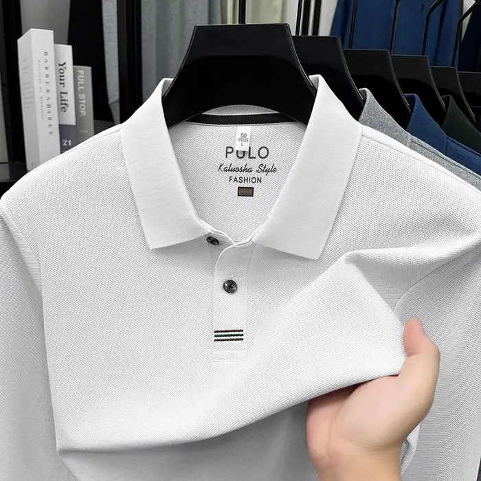Polo à manches longues 100 % coton pour homme