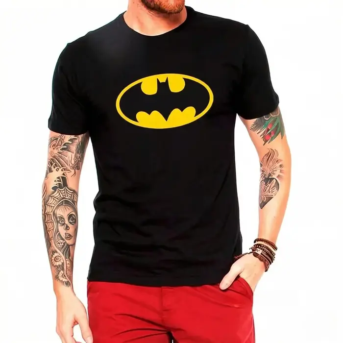 T-Shirt classique en coton pour hommes, à manches courtes, avec image de DC Batman et Superman, déco