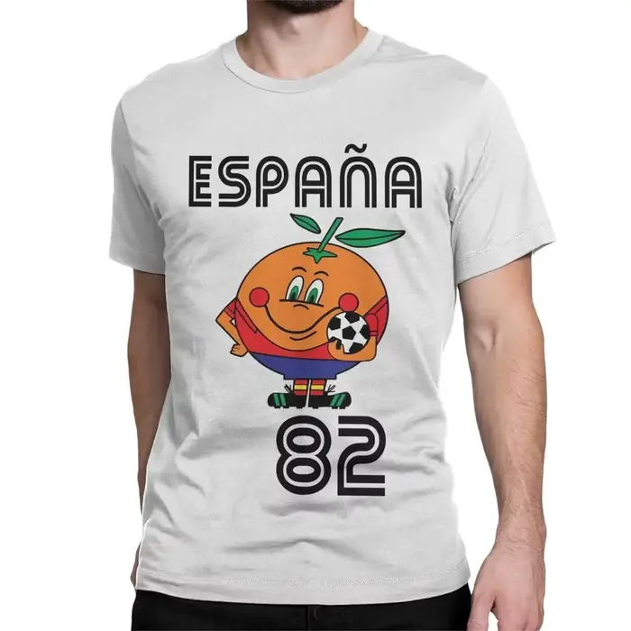 Naranjito T-shirt homme haute qualité col rond espagne 82 mascotte espagnole 1982 Football