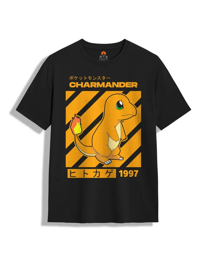 T-shirt surdimensionné vintage délavé à motif à pois orange, ligne d'évolution Pokémon Charmander Ch