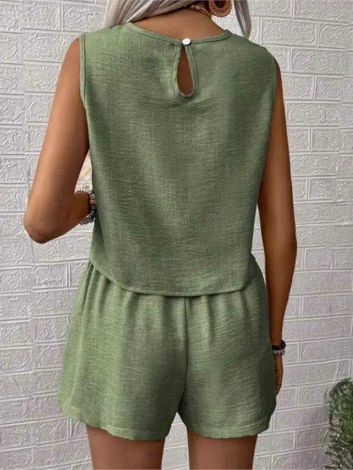 Nouvel ensemble décontracté léopard tendance : débardeur ample à col rond et short pour femme – Collection été