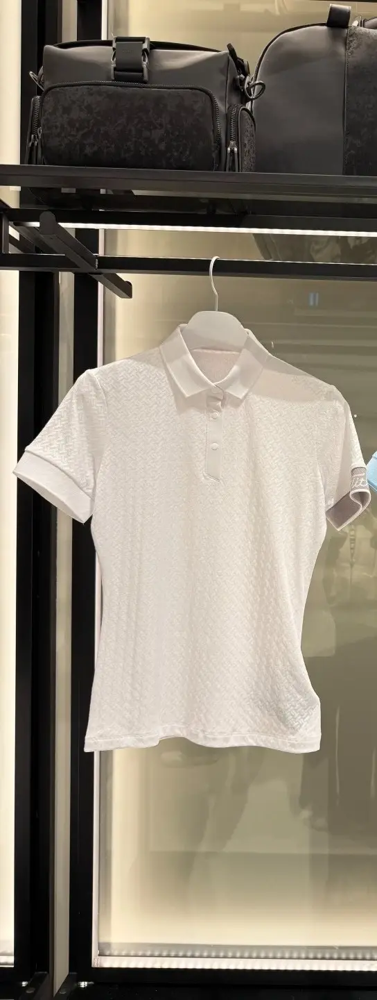 Polo de golf pour femmes, haut de sport respirant à manches courtes en jacquard, coupe ajustée, déco