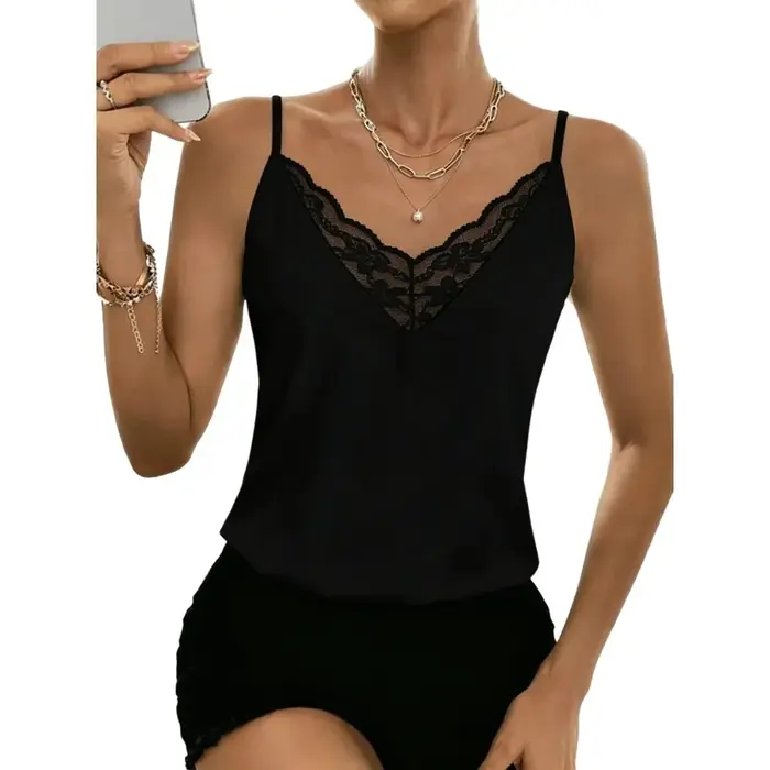 Débardeur Cami Femme à Bretelles Fines et Col en V