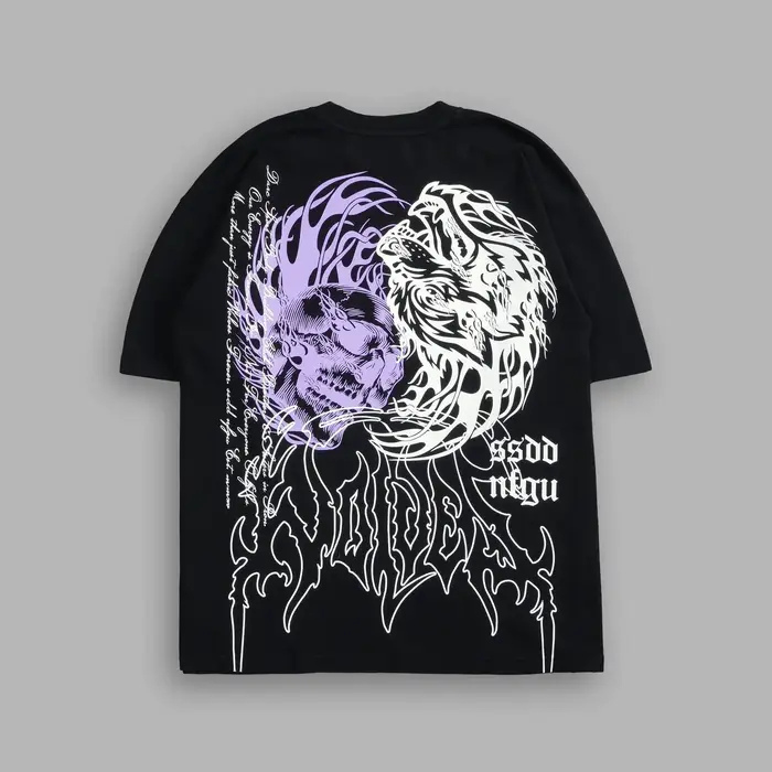 T-shirt en coton à col rond imprimé à motif tête de loup