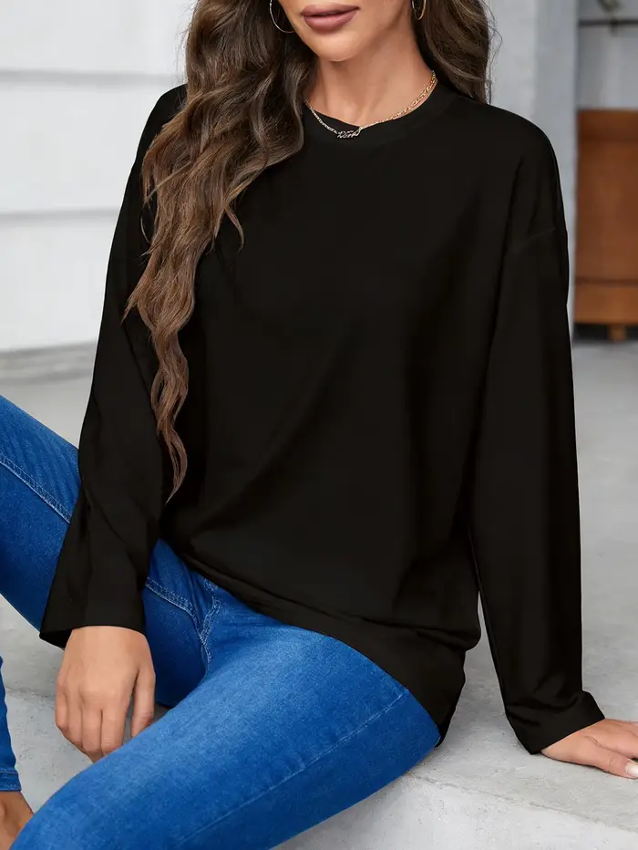 T-shirt à manches longues pour femme - Un haut basique polyvalent adapté à toutes les saisons