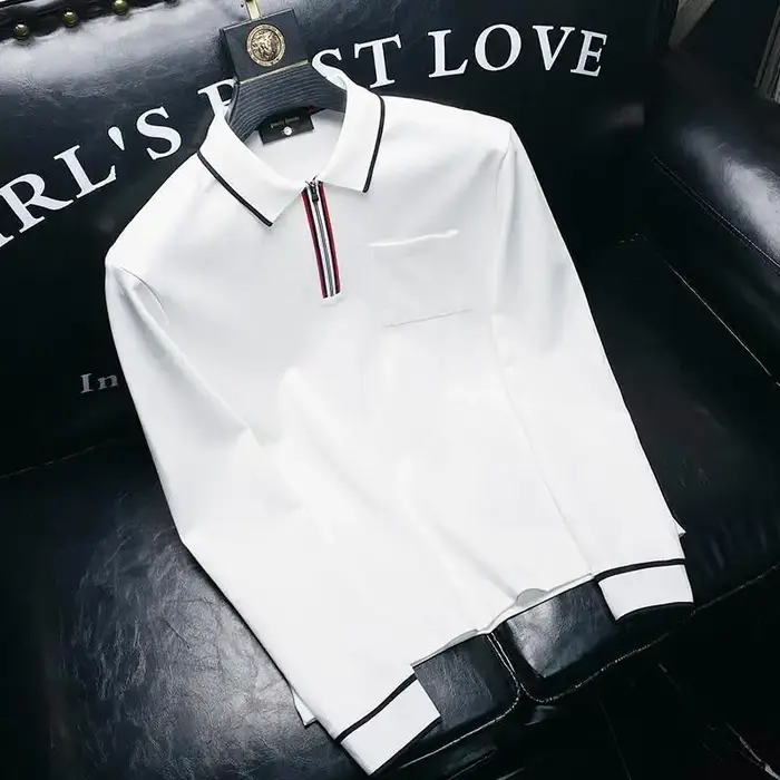 Polo à fermeture éclair pour homme, sweat-shirt blanc d'affaires, pulls de poche, formel, en vrac, u