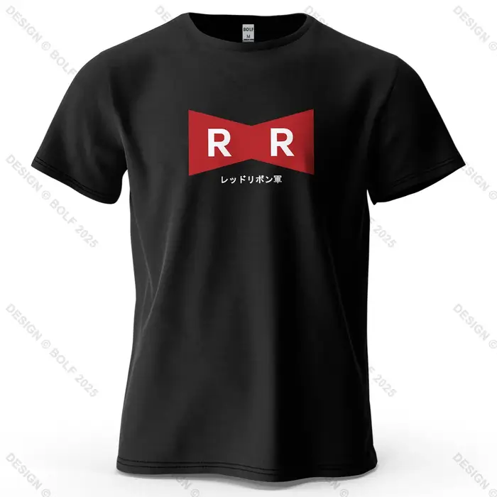 T-shirt imprimé Red Ribbon Army pour hommes, 100% coton, surdimensionné, avec graphiques d'anime, po