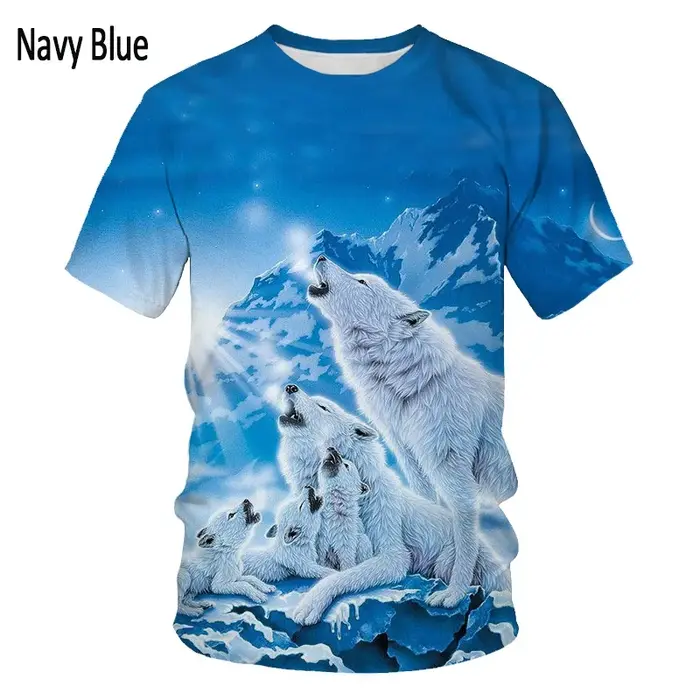 T-shirt imprimé loup 3D pour hommes et femmes