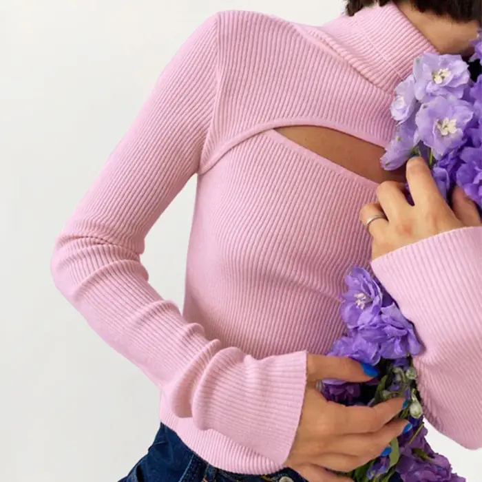 Pull à col roulé à manches longues pour femmes
