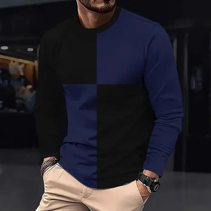 Nouveau t-shirt à manches longues pour hommes, col rond décontracté, un incontournable pour un usage quotidien au printemps et en automne, chemise de fête à la mode pour hommes 
