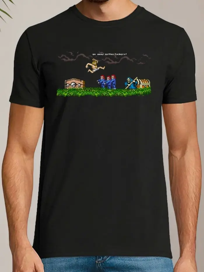 T-shirt pour hommes Ghosts N Goblins, jeu vidéo rétro, 100% vintage, Pixel Art, avec personnages emb