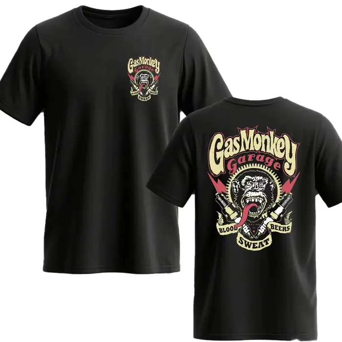 Nouveau T-shirt Homme Double Face en Coton Essentiel Gas Monkeys Garage Été 2026 – Collection Incroy