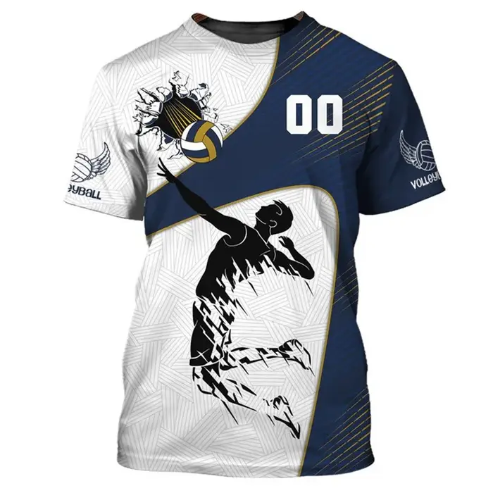T-shirt d'uniforme de volley-ball pour hommes et femmes, impression de nom personnalisée, t-shirt à
