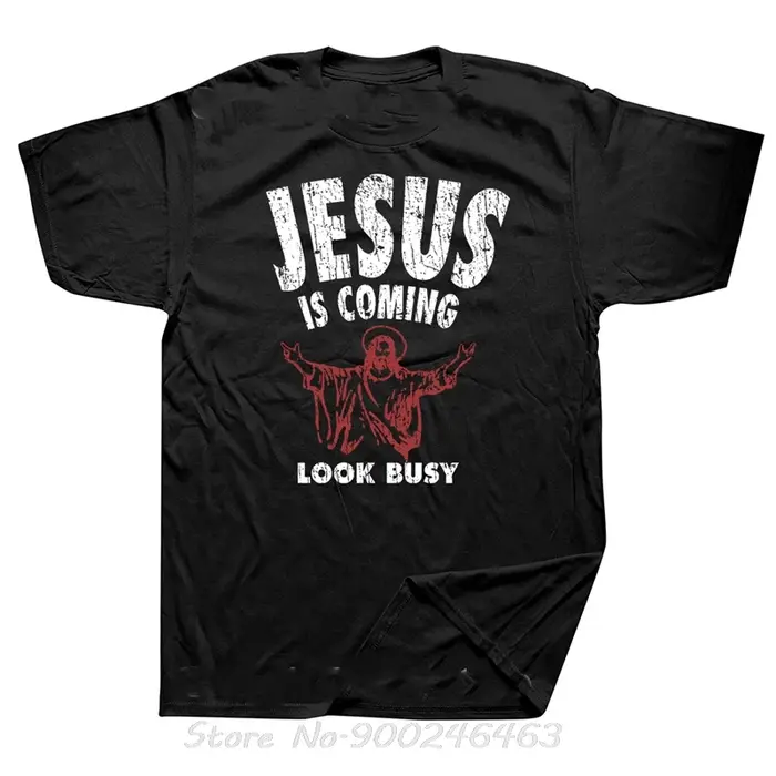 Jésus arrive Look occupé impression Style Vintage unisexe à manches courtes surdimensionné hauts t-shirts été pur coton