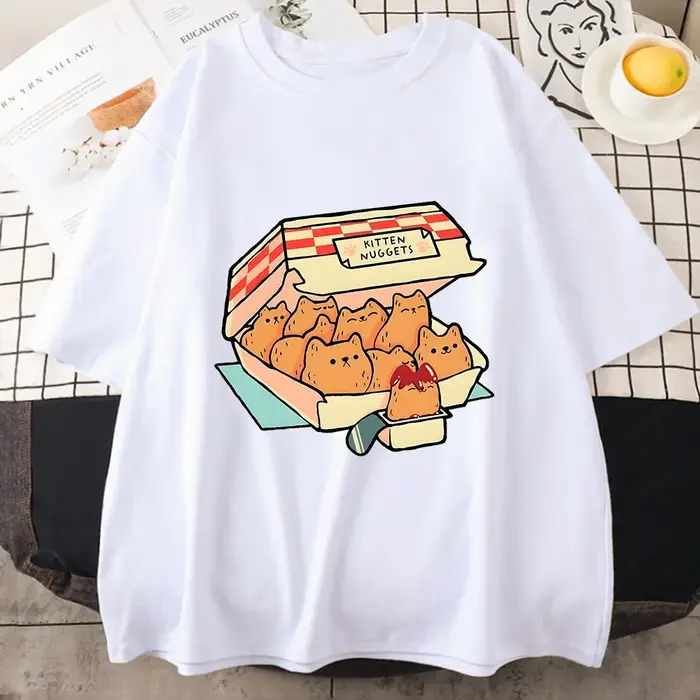 Chaton pépites heureux T-Shirts femmes Kawaii/mignon haute rue