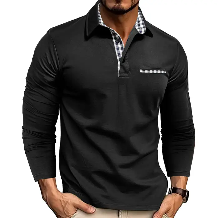 Nouveaux Polos Homme Manches Longues 2026 – Collection Printemps-Automne – Coupe Slim Décontractée –