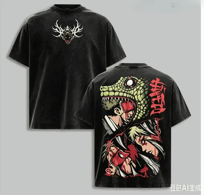 T-shirt délavé Dorohedoro pour les amateurs d'anime, nouveau modèle Harajuku, style vintage ample, s