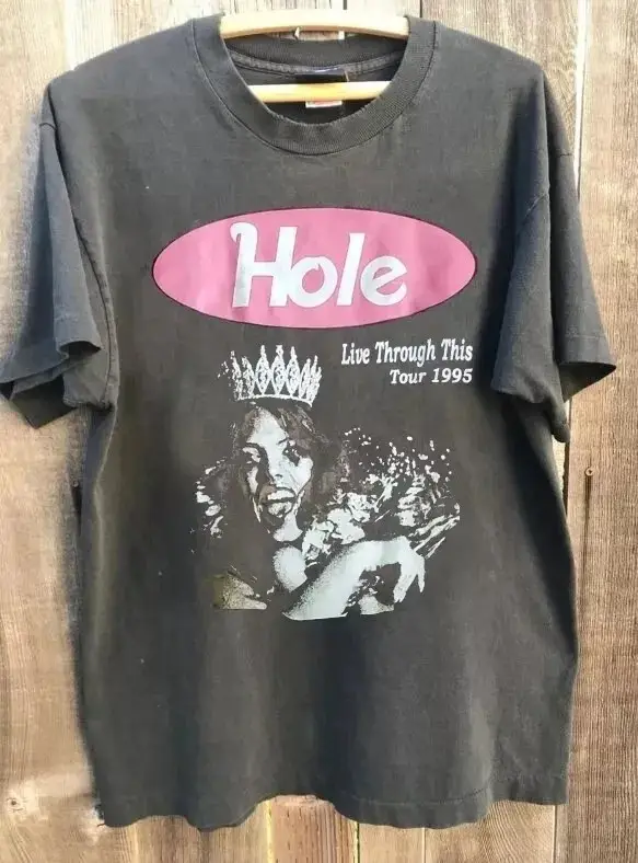 Hole Rock Band chemise à manches courtes charbon de bois T-Shirt pour hommes été nouvelle mode Vinta
