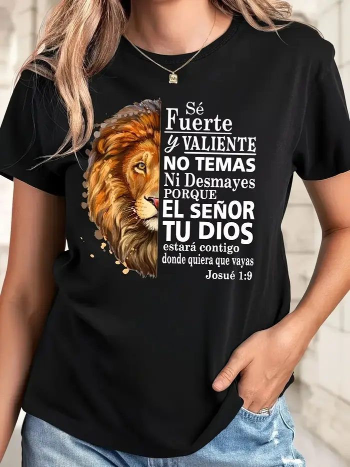 T-shirt décontracté à manches courtes et col rond pour femme