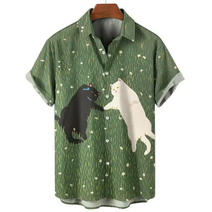 Chemises graphiques Anime Cat pour hommes