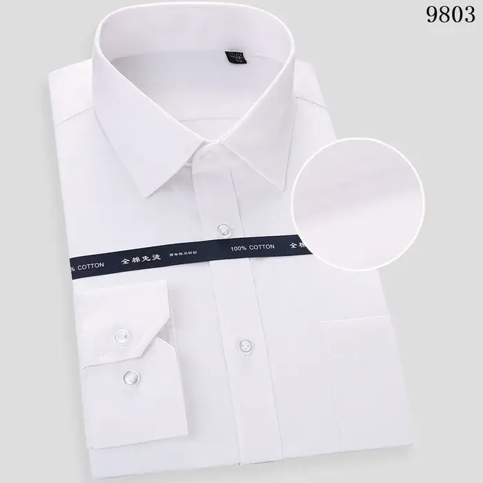 Haute qualité repassage gratuit hommes robe chemise à manches longues 100% pur coton nouveau solide mâle coupe régulière