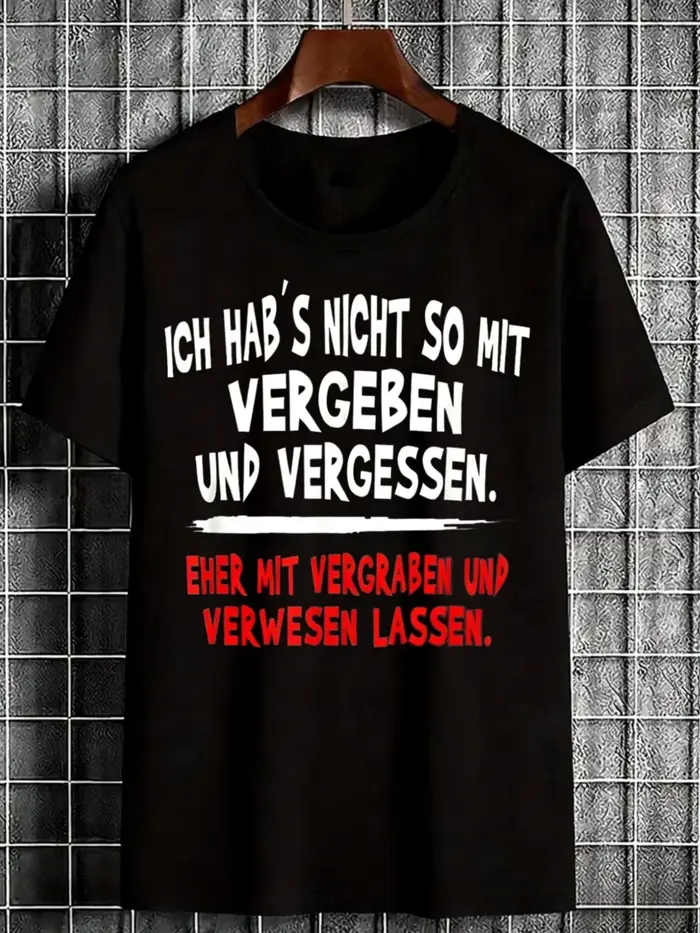 T-shirt pour homme avec motif humoristique et lettres, style streetwear décontracté, coupe oversize, esthétique emo, minimaliste, tendance, avec slogan, coupe ample