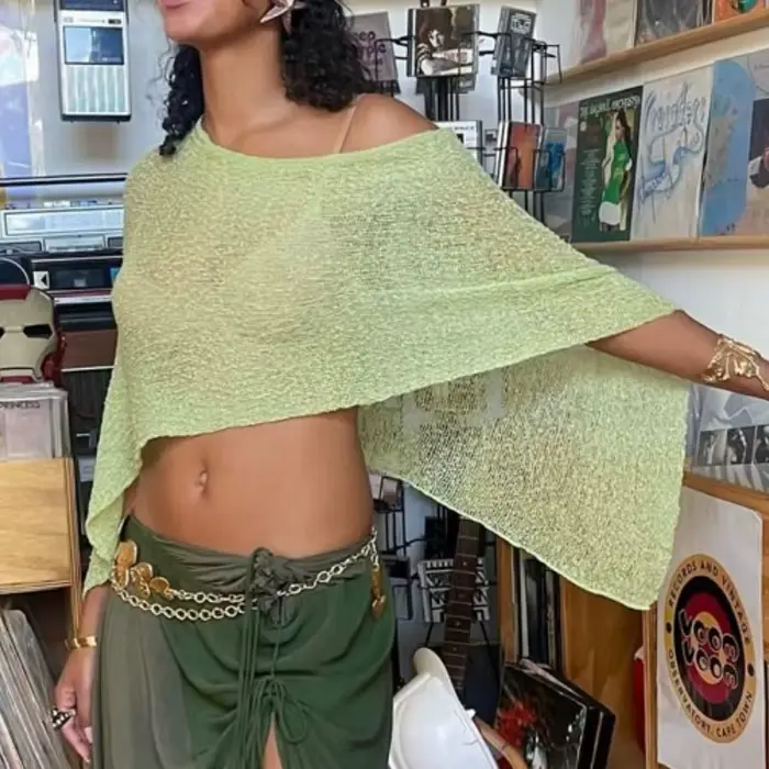 Haut Poncho transparent pour femme
