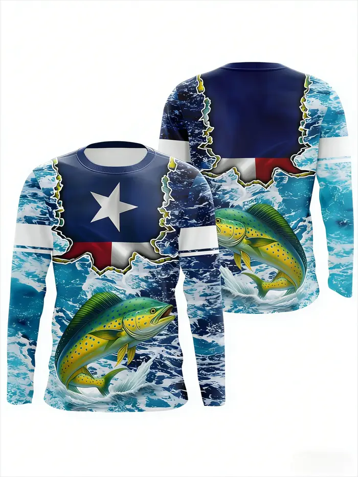 T-shirt de pêche pour homme 2026, le plus vendu, décontracté, respirant, à séchage rapide, imprimé 3D, à manches longues, pour sports de plein air