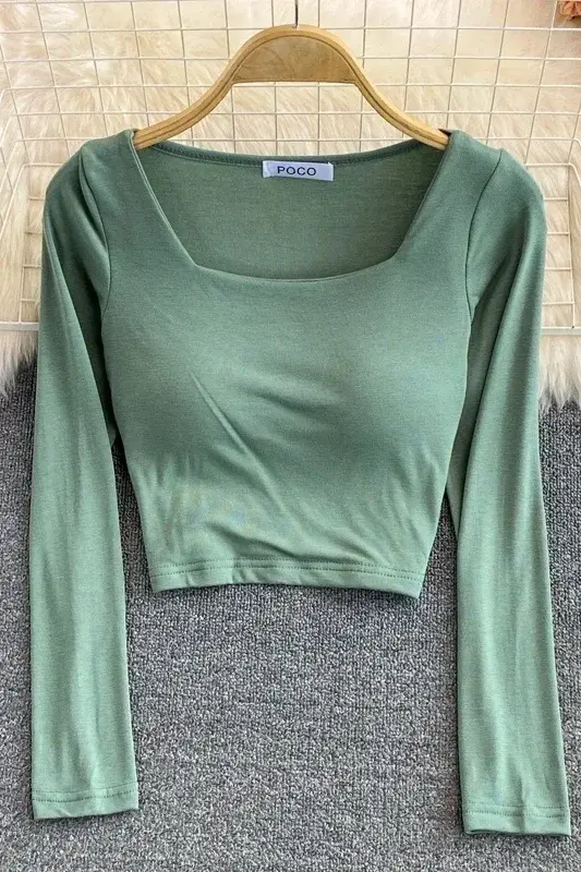 T-shirt à manches longues pour femmes avec soutien-gorge intégré