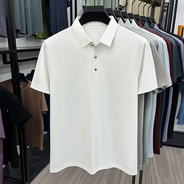 Polo en soie de mûrier pour hommes