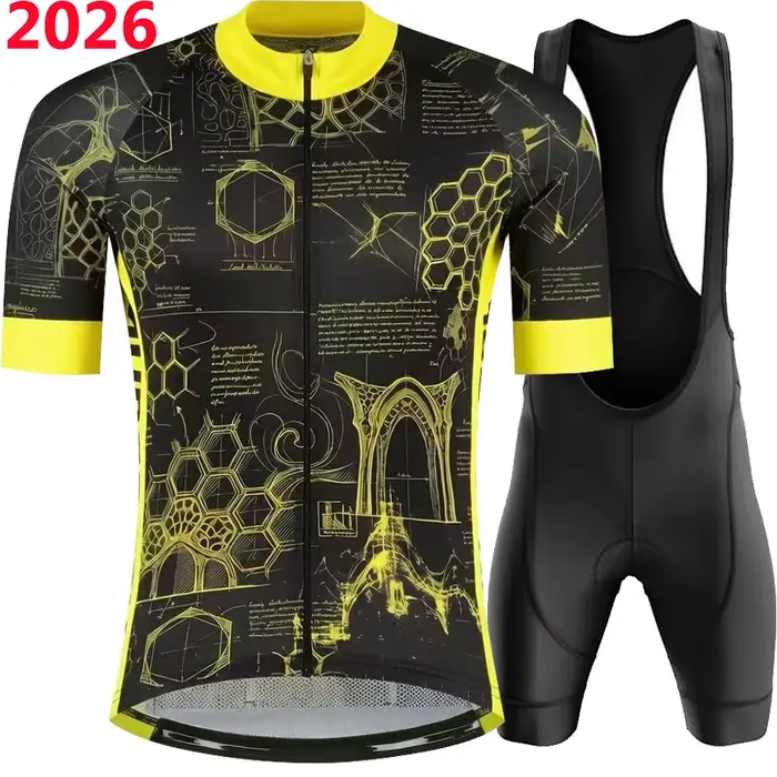 Ensemble Maillot et Cuissard de Cyclisme France Tour 2026 – Tenue de Champion du Monde pour Hommes – Maillots de Vélo de Route et Cuissard à Bretelles VTT