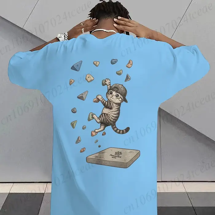 T-shirt graphique chat grimpeur pour hommes et femmes