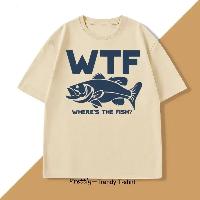 Drôle WTF où est le poisson T-shirt hommes pêche pêcheur