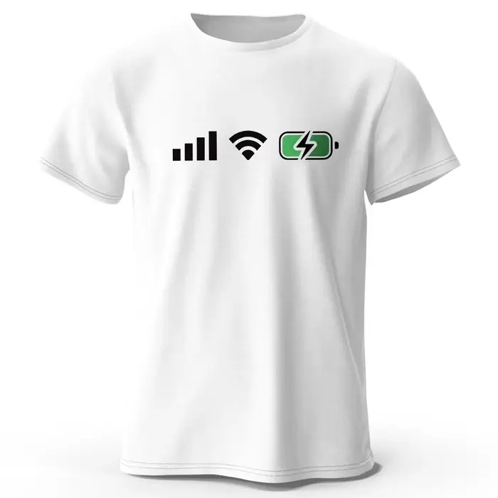Signal WiFi Batterie Imprimé T-Shirt 100% Coton Surdimensionné Tech Graphique T-shirts pour Hommes Femmes Hauts D'été Digital Streetwear