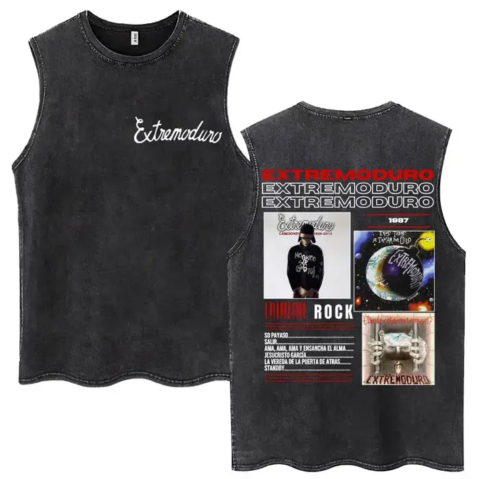 Rock Band Extremoduro Tour Débardeurs délavés Vêtements pour hommes Mode Harajuku Hip Hop T-shirts sans manches Gilets en coton amples décontractés