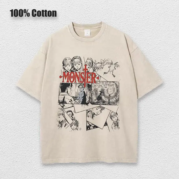 Anime monstre T-Shirts lavé hommes femmes coton Harajuku T-Shirts de haute qualité rétro pour hommes
