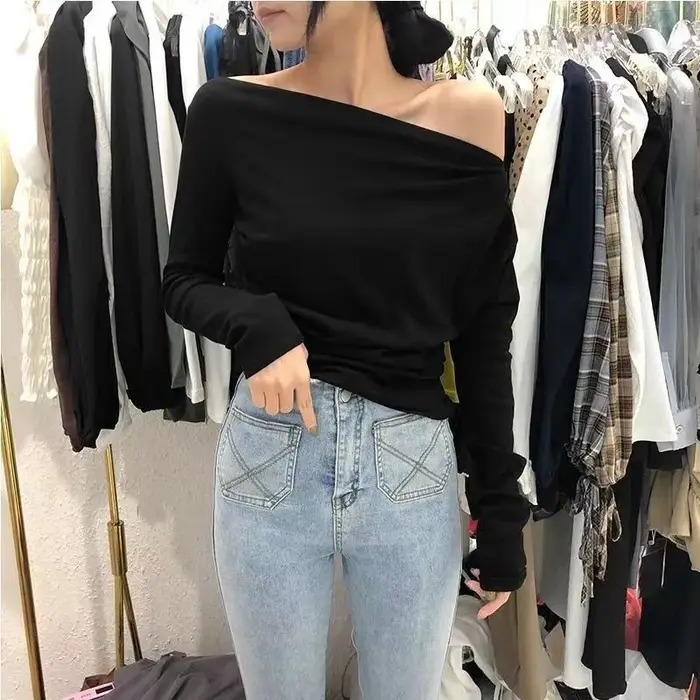 2025 Slim blanc T-shirt noir rouge femme