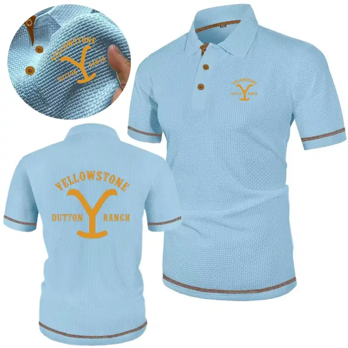 Chemises Polo Yellowstone Dutton Ranch, T-shirts en Soie Glacée Motif Fleur Osseuse, Hauts à Revers Doux et Confortables pour Hommes, Idéaux pour la Course, l'Entraînement et le Quotidien