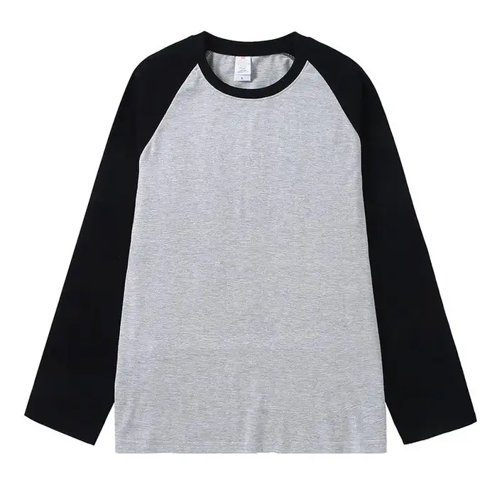 T-shirt à manches longues en pur coton pour hommes et femmes, coupe ample, Patchwork, épaules dénudé