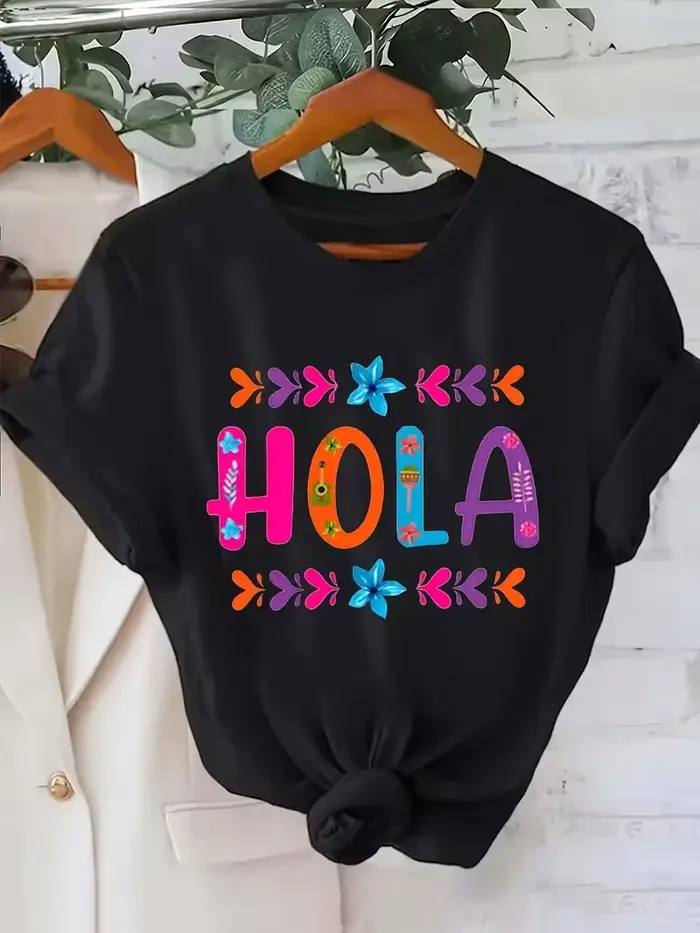 T-shirt pour femme avec motif floral coloré HOLA Fiesta mexicaine