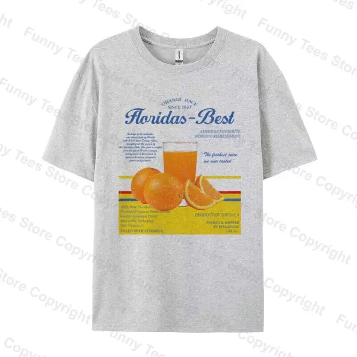 T-shirt Vintage Femme Orange Floride Esthétique Rétro Imprimé Fruits Unisexe 2026 Été Oversize Stree