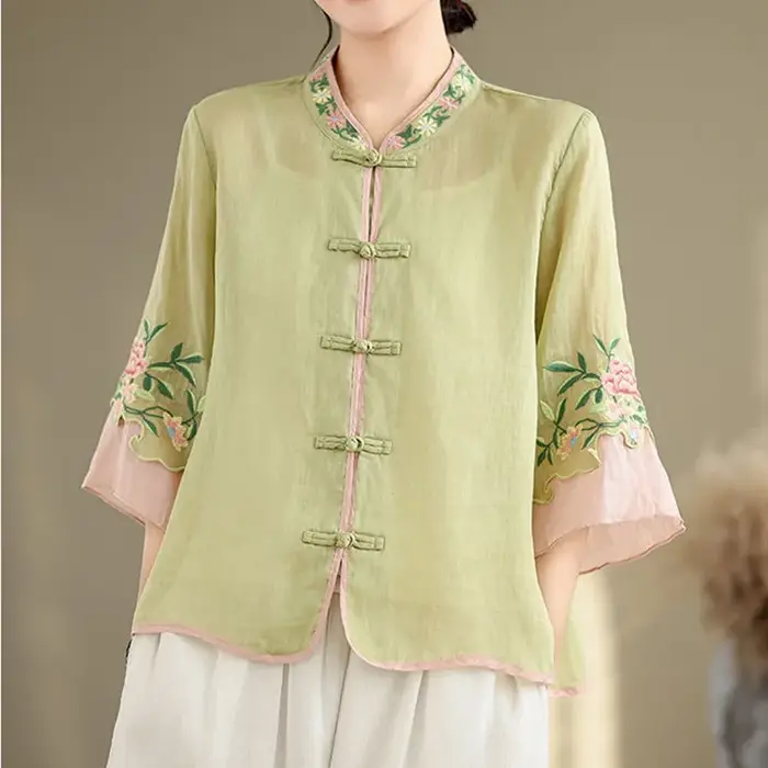Brodé Vintage T-Shirts haut pour femme t-shirt d'été